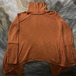 Free People Women's Orange Turtleneck Sweater
